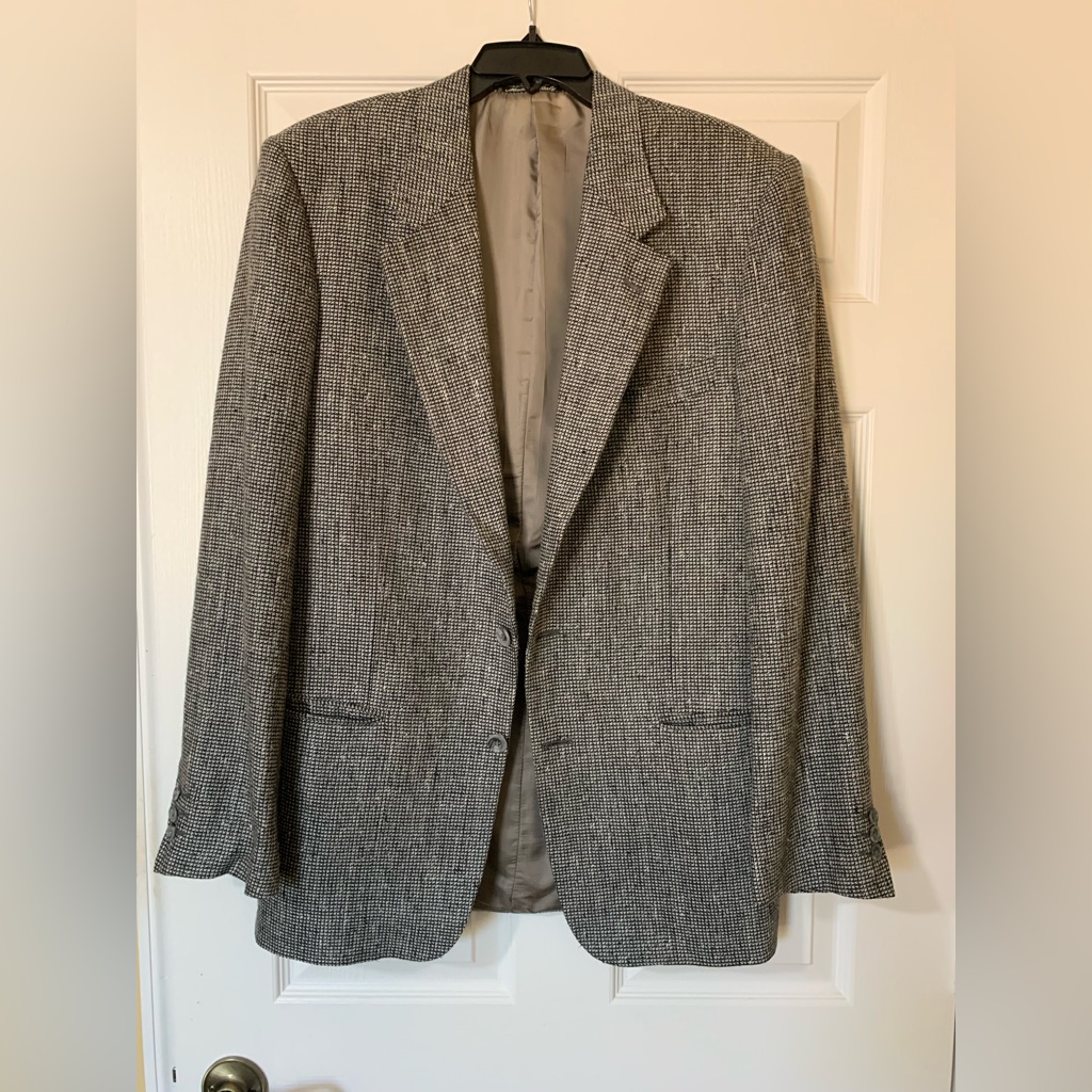 Vintage Valentino Uomo Men’s Virgin Wool & Cashmere Plaid Tweed Blazer Jacket